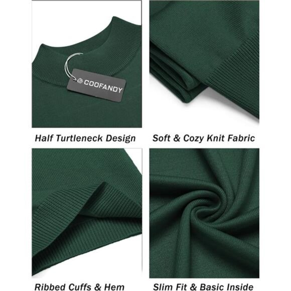 Mens Mock Turtleneck Sweater Short Sleeve Casual Dress Sweater Shirt - Picture 5 of 6